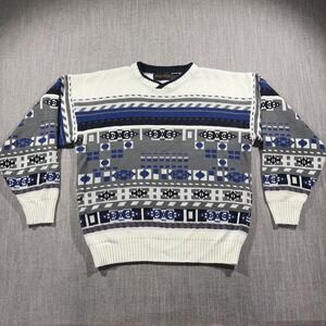 Vintage Michael Gerald Sweater Mens‎ Large Multicolor Geometric Crewneck 80s